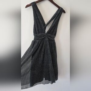 Crystal Sky Sparkly Teal & Gold Backless Dress